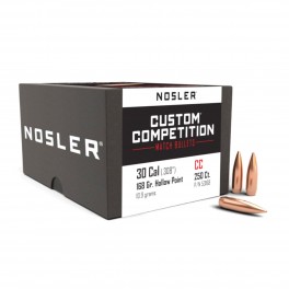 NOSLER &ndash; 30 CAL (.308&Prime;) 168GR HPBT CUSTOM COMPETITION MATCH BULLETS (250 PZ) -53168